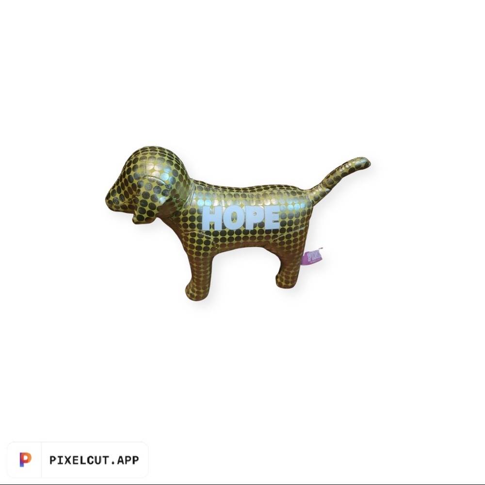VS  pink gold metallic hope dog vintage